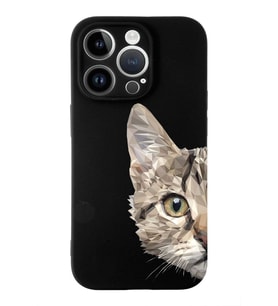 Apple iPhone 14 Pro  Lansman Kılıf Catface  Tasarımlı Altı Kapalı İçi Kadife Kaplı  Kapak (Şeffaf)