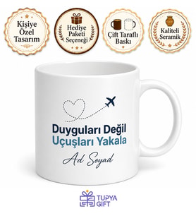 Catch Flights Not Feelings Esprili Kupa Bardak Seyahat Tutkunu Hediye