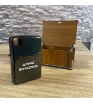 Kişiye Özel Kutulu Parlak Siyah Zippo Çakmak
