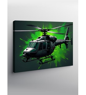 Kanvas Tablo Gece Helikopter Uçuşu