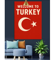 Türkiye'ye Hoşgeldiniz Yazısı Dekoratif Kanvas - Mdf Ahşap Tablo