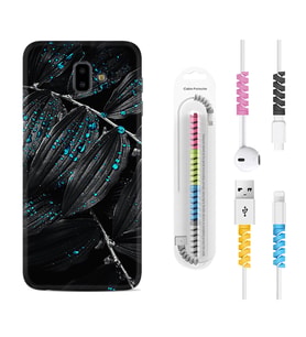 Samsung J6 Plus J7 Prime J7 Pro M20 Kılıf Kablo Koruma Spiral Silikon Foid Green 1643