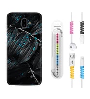 Samsung J6 Plus J7 Prime J7 Pro M20 Kılıf Kablo Koruma Spiral Silikon Foid Green 1643