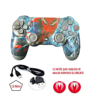 Playstation Dualshock 4 V2 Ps4 Oyun Kolu Yenilenmiş Pc + Ps4 (1.5mt Şarj Kablosu  ve Analog koruyucu (Turkuaz)