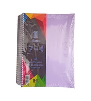 7+4 Ayraçlı Defter 11 Konulu 225 Yaprak 1 Adet 7 Kareli 4 Çizgili Spralli Plastik Kapak Seperatörlü (Lila)