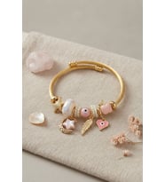 Ay Yıldız ve Kalp Model Pembe Charmlı Kadın Bileklik TJ-BB8757
