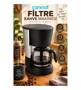 12 Fincan Kapasiteli Filtre Kahve Makinesi 1,2 L Cam Karaf Sıcak Tutma ve Damlama Emniyetli