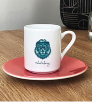 Kişiye Özel Cool Aslan Türk Kahvesi Fincanı Aslan Baskılı (Pembe)