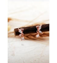 Taşlı Kelebek Rose Mini Gümüş Küpe 7403