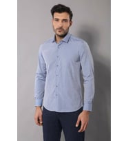 Armürlü Slimfit Mavi Gömlek - Wessi