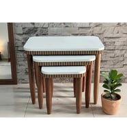 NİVEMESHOME DALYA KREM-CEVİZ ZİGON SEHPA