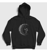 Presmono Unisex Siyah Moon Mining Astronaut Space Astronot Uzay Kapüşonlu Sweatshirt 283360tt
