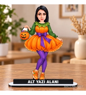 Fotoğraftan Kişiye Özel Halloween MDF Silüet Masa Karikatürlü 18 cm MDF Masaüstü Biblo - Masaüstü Hediye
