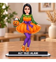 Fotoğraftan Kişiye Özel Halloween MDF Silüet Masa Karikatürlü 18 cm MDF Masaüstü Biblo - Masaüstü Hediye