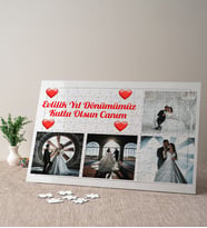 4 Fotoğraflı Evlilik Yıl Dönümü Hediyesi Kişiye Özel Puzzle