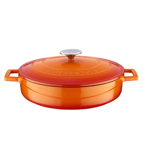 Lava Döküm Çok Amaçlı Yayvan Tencere. Folk Serisi Çap(Ø)28cm. (Turuncu)