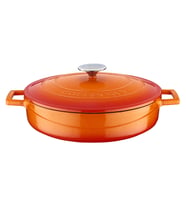Lava Döküm Çok Amaçlı Yayvan Tencere. Folk Serisi Çap(Ø)28cm. (Turuncu)