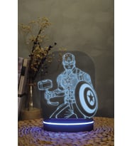 3D Renkli Gece Lambası, Marvel Kahramanı Temalı, Dekoratif ve Şık Tasarım (Krem)