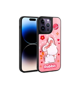 Apple iPhone 14 Pro Uyumlu Kılıf Parlayan Kabartmalı İkonik Figürlü Zore Amas Silikon Kapak (Pembe)