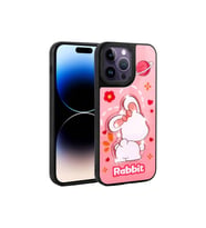 Apple iPhone 14 Pro Uyumlu Kılıf Parlayan Kabartmalı İkonik Figürlü Zore Amas Silikon Kapak (Pembe)