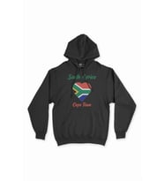 Cape Town Güney Afrika Bayraklı Kalpli Siyah Sweatshirt Hoodie