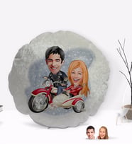BK Gift Kişiye Özel Sevgililer Karikatürlü Yuvarlak Dekoratif Kırlent Yastık-12