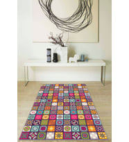 Çok Renkli Çini Desen Kaymaz Tabanlı Dekoratif Halı RV232 - 100 x 160 cm