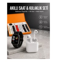 Mey İthalat® 7 Kordonlu Akıllı Saat Ve 2.Nesil Kulaklık Yüksek Ses Kaliteli Uzun Pil Ömrü