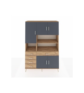 Hyperion Dolap 9 Raflı 5 Çekmeceli 5 Kapaklı 132x44x195 Çam-Antrasit/Çam