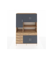Hyperion Dolap 9 Raflı 5 Çekmeceli 5 Kapaklı 132x44x195 Çam-Antrasit/Çam