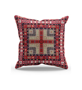Moud's Çift Tarafı Baskılı Türkiye Kilim-1 Desenli Süet Kırlent Kılıfı