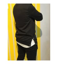 Şardonlu 3 İplik Pamuklu Kapşonsuz  Erkek Sweatshirt (Siyah)
