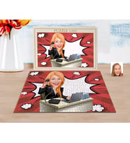 BK Gift Kişiye Özel Kadın Asistan Karikatürlü 1000 Parça Profesyonel Puzzle-1