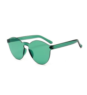 UV400 Çerçevesiz Polikarbon Güneş Gözlüğü Unisex Yuvarlak Renkli Lensler  YEŞİL