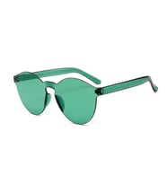 UV400 Çerçevesiz Polikarbon Güneş Gözlüğü Unisex Yuvarlak Renkli Lensler  YEŞİL