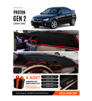 e-biz PROTON GEN 2 (2004-2011) Uyumlu Torpido Örtüsü, Torpido Kılıfı - Siyah-Kırmızı - PR001