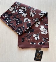ZER Çiçek Motifli Floral Desenli  Tasarım Şal (Acı Kahve)