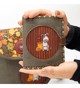 Kedi ve Köpek Figürlü Küçük Cüzdan Etnik Bohem Retro Style -Yesil (Yeşil)