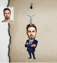 Kişiye Özel Patron Karikatürlü  Ahşap Anahtarlık Bay-12-Eco