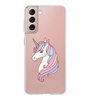 Samsung Galaxy S21 Kapak Unicorn Tasarımlı Şeffaf Silikon Kılıf