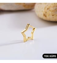 14 Ayar Yıldız Taşlı Tek Halka Altın Küpe 0,70 gr