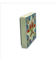 Çini Desen Lale Baskılı Doğaltaş  Magnet(KD-039)Buzdolabı Süsü