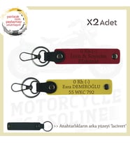 Motor Severlere, İsim Plaka ve 0 Rh (-) Kan Grubu, Tasarım Hediye 2'li Anahtarlık, Kırmızı-Sarı-Laci (Çok Renkli)