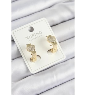 Xuping Zirkon Taşlı Kalp Model Gold Renk Kadın Küpe - TJ-BKP10857