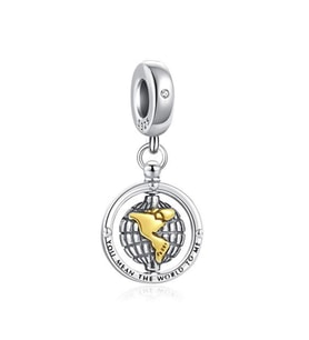 Nur Silver You Mean The World To Me Yazılı Dönen Dünya Gümüş Charm NUR-BL01147