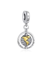 Nur Silver You Mean The World To Me Yazılı Dönen Dünya Gümüş Charm NUR-BL01147