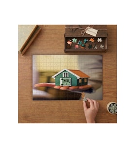 Maket Ev - Gayrimenkul - Emlak Tasarımı 240 parça Ahşap Puzzle Ahşap Kutuda MP01243