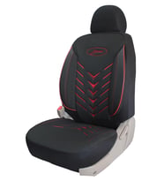 Mercedes Benz 220 D Uyumlu Keten Kumaş Oto Koltuk Kılıfı - SİYAH-KIRMIZI (Karışık)