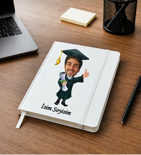 Kişiye Özel Mezuniyet Karikatürlü Defter – Fotoğraflı ve İsimli Mezuniyet Hediyesi