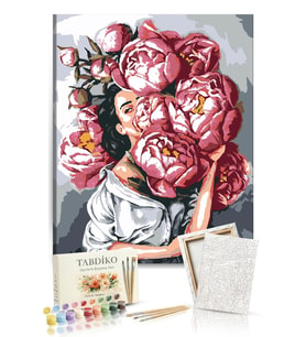 Sayılarla Boyama Seti 40 x 50 cm Tuval Şasesine Gerili Çiçekli Kadın